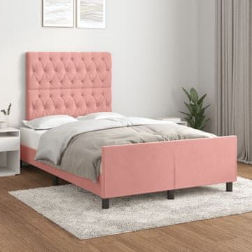Vidaxl Okvir kreveta s uzglavljem roza 120x200 cm baršun