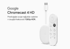 CHROMECAST 4 HD multimedijski centar, Full HD, Google TV + Assistant, daljinski upravljač, glasovno upravljanje
