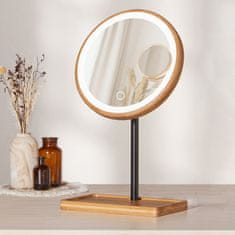 Lanaform kozmetičko ogledalo od bambusa sa osvjetljenjem