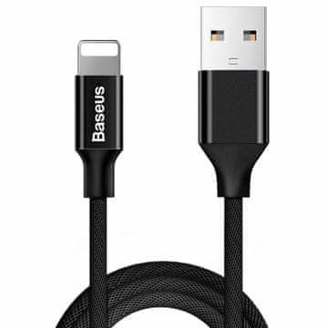 BASEUS USB kabel s tkaninskim pletenjem - iPhone Lightning 1,8 m - crni