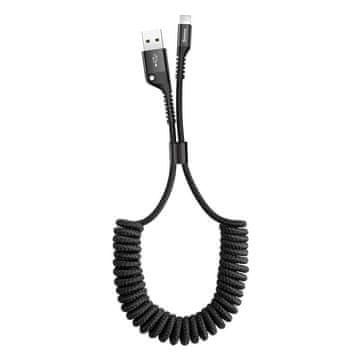 BASEUS Kabel za iPhone s opružnim USB-om - Lightning Fish Eye 1m Crni