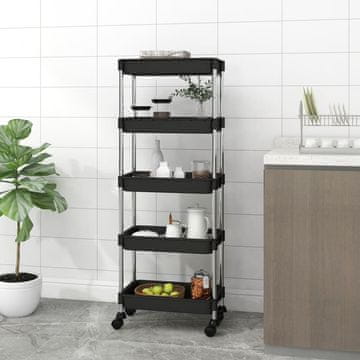 Vidaxl Kuhinjska kolica s 5 razina Crna 42x29x128 cm Željezo i ABS