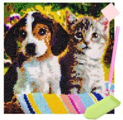 Malatec dijamantni mozaik, pas i mačka