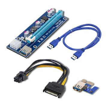 Qoltec Qoltec Riser PCI-E 1x - 16x, USB 3.0, ver. 007C, SATA / PCI-E 6pin