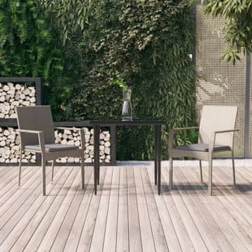 Vidaxl Vrtni set za sjedenje od 3 dijela s jastucima, crni i sivi