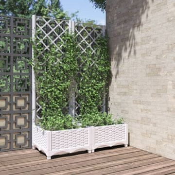 Vidaxl Vrtna žardinjera s rešetkom, bijela, 80x40x121,5 cm, PP