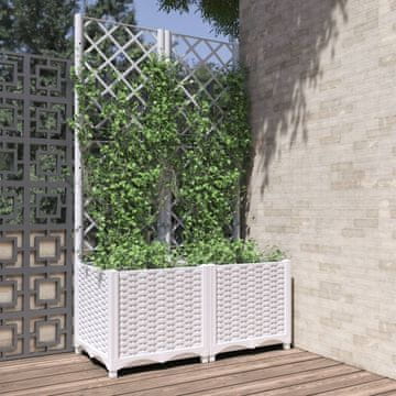 Vidaxl Vrtna žardinjera s rešetkom, bijela, 80x40x136 cm, PP