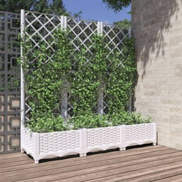 Vidaxl Vrtna žardinjera s rešetkom, bijela, 120x40x121,5 cm, PP