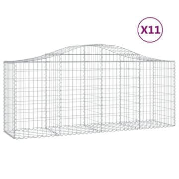 Vidaxl Lučne gabionske košare 11 kom 200x50x80/100cm pocinčano željezo