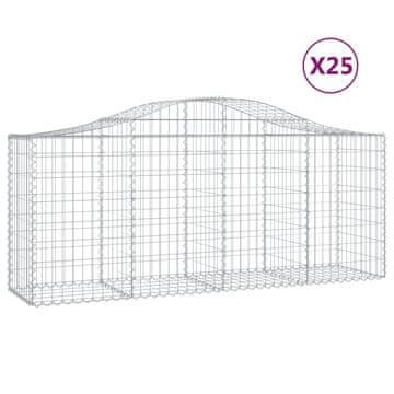 Vidaxl Lučne gabionske košare 25 kom 200x50x80/100cm pocinčano željezo
