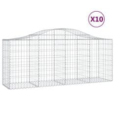 Vidaxl Lučne gabionske košare 10 kom 200x50x80/100cm pocinčano željezo