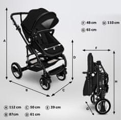 Kiduku Kombinirana kolica 3u1 Crna/Crna