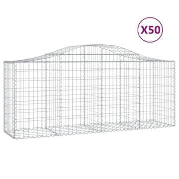 Vidaxl Lučne gabionske košare 50 kom 200x50x80/100cm pocinčano željezo