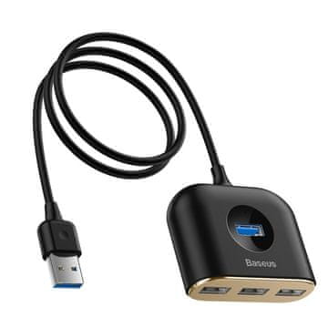 BASEUS HUB 4u1 USB adapter USB3.0 na USB3.0*1+USB2.0*3 1m crni