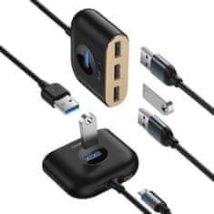 BASEUS HUB 4u1 USB adapter USB3.0 na USB3.0*1+USB2.0*3 1m crni