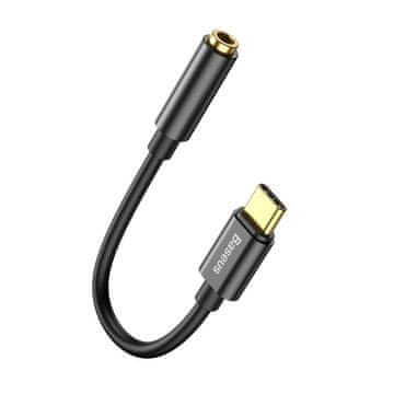 BASEUS L54 adapter za slušalice s USB-C na 3,5 mm audio priključak DAC crne boje