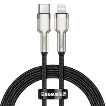 BASEUS iPhone USB-C - Lightning kabel Cafule Metal Data Power Delivery 20W 1m - Crni