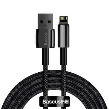 BASEUS Snažni pleteni USB kabel za iPhone Lightning 2.4 A 2 m crne boje