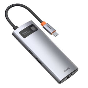 BASEUS Višenamjenski 6-u-1 USB HUB USB-C PD HDMI 3x USB 3.2 RJ45 sivi