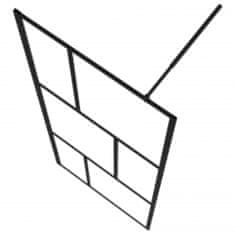 Vidaxl Pregrada za tuš s policom crna 100x195 cm staklo ESG i aluminij