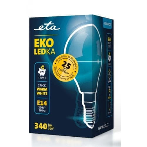 ETA LED žarulja E14, 4 W, topla bijela, 2700K, 340 lm, 5 komada