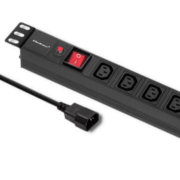 Qoltec Qoltec Listva za napajanje PDU protiv preopterećenja za RACK 19" | 1U | 10A | 8xIEC C13 | 2m