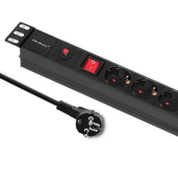 Qoltec Qoltec Listva za napajanje PDU protiv preopterećenja za RACK 19", 1U, 16A, 6xSCHUKO, 2m