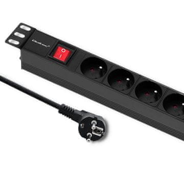 Qoltec PDU produžni kabel za 19'' RACK | 1U | 16A | 6xFRENCH | 2m