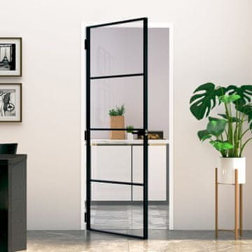 Vidaxl Unutarnja vrata Crna 83x201,5 cm Staklo i aluminij