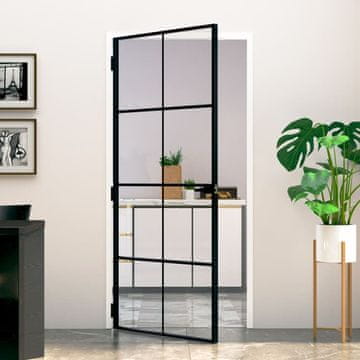 Vidaxl Unutarnja vrata Crna 93x201,5 cm Staklo i aluminij